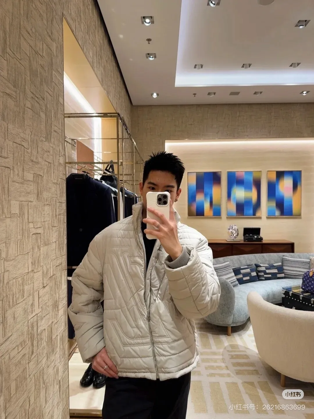 Louis Vuitton/Louis Vuitton quilted boot line embroidered cotton zipper jacket